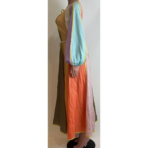 Zimmermann Lola Panelled Maxi Dress Womens 0 / 4 US Multicolor Belted Seashells - Picture 4 of 16